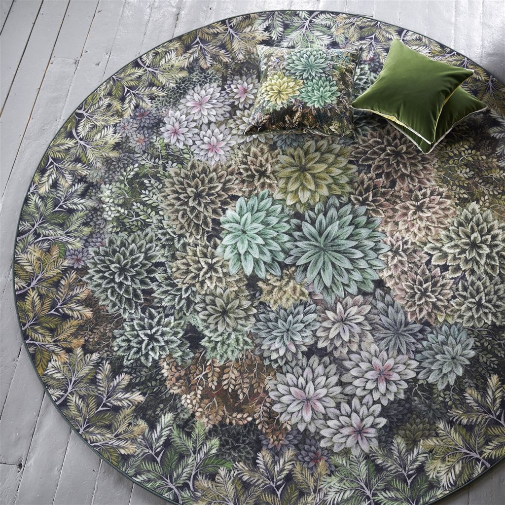 Madhya Botanical Circle Rug By Designers Guild In Moss Green